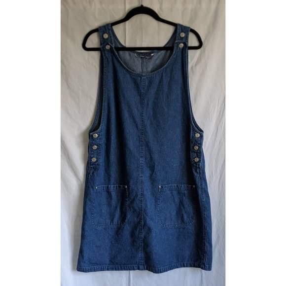 Vintage Dresses & Skirts - Vintage 90s Cottagecore Blue Denim Short Jumper M